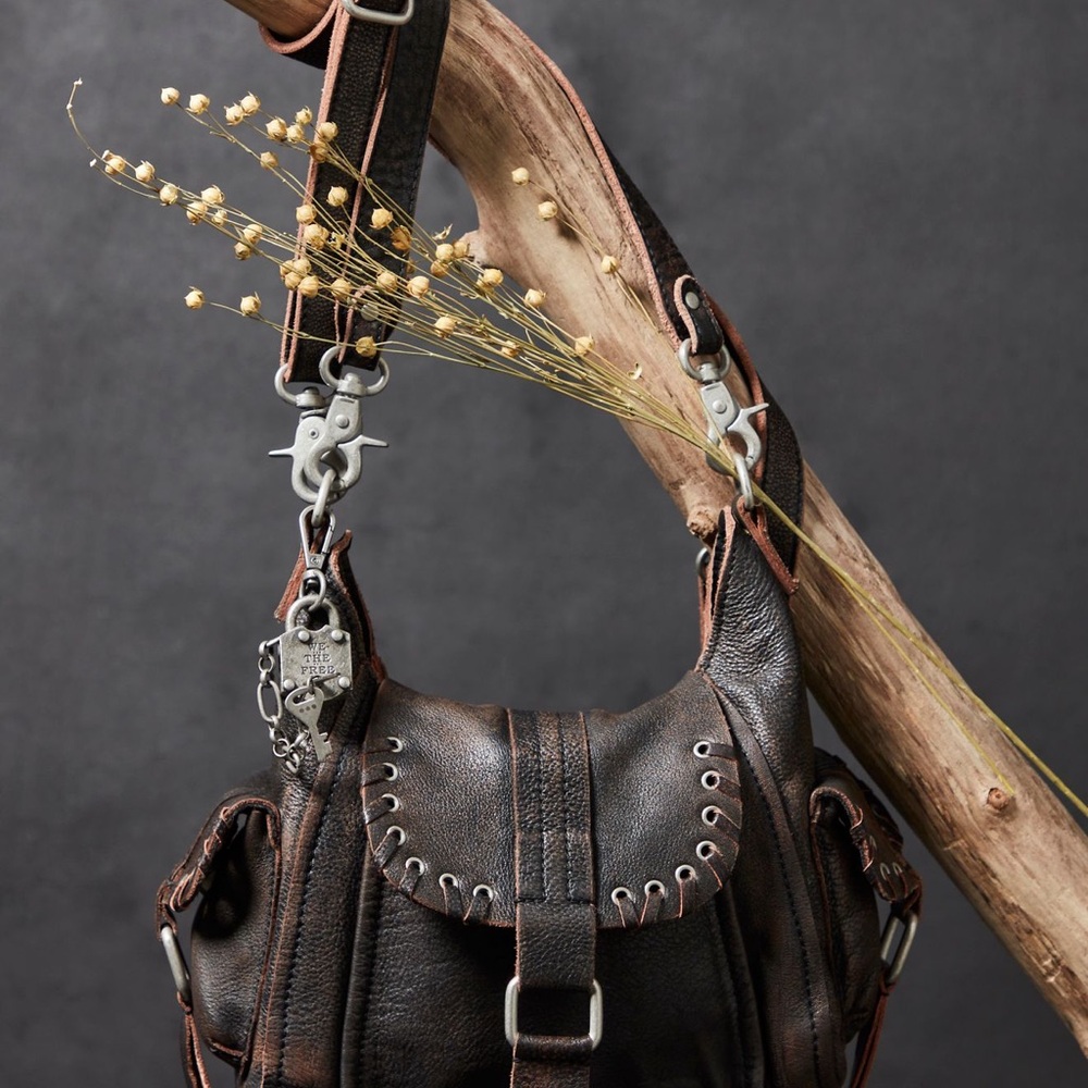 We The Free Black and Brown Crossbody Bag